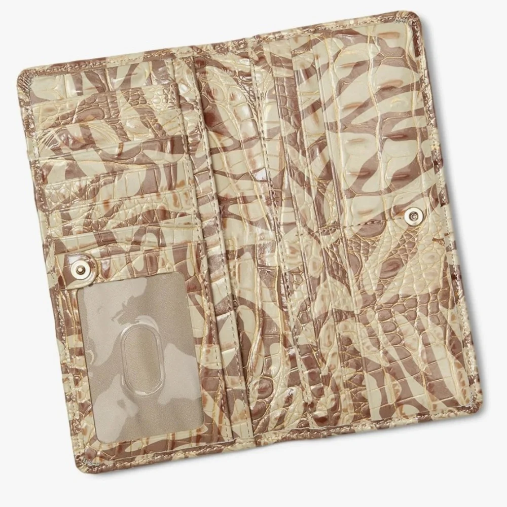 Brahmin Ady Wallet Stepping Stone Melbourne ID Genuine Leather Croc Embo Tan